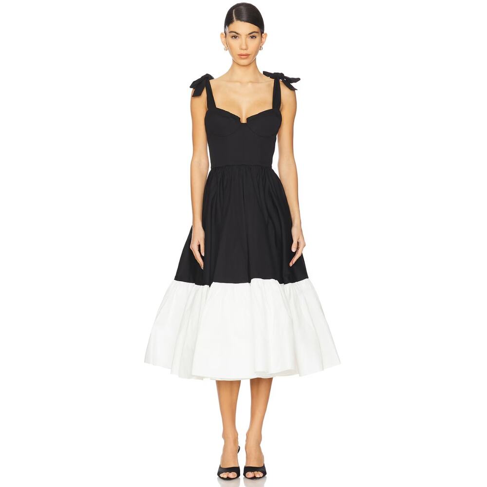 Bronx and Banco REVOLVE Catalina Midi Dress in Black & Beige Women's 6/M